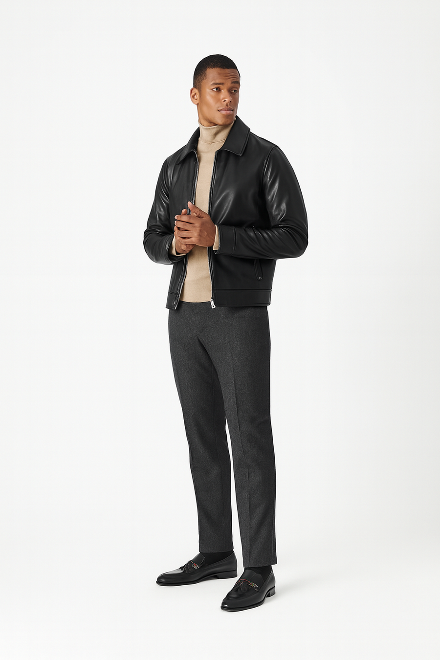 Leather Web Detailed Loafers