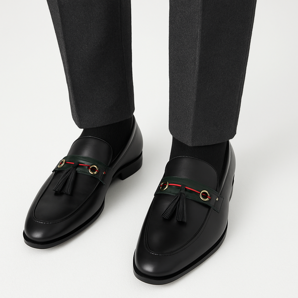 Leather Web Detailed Loafers