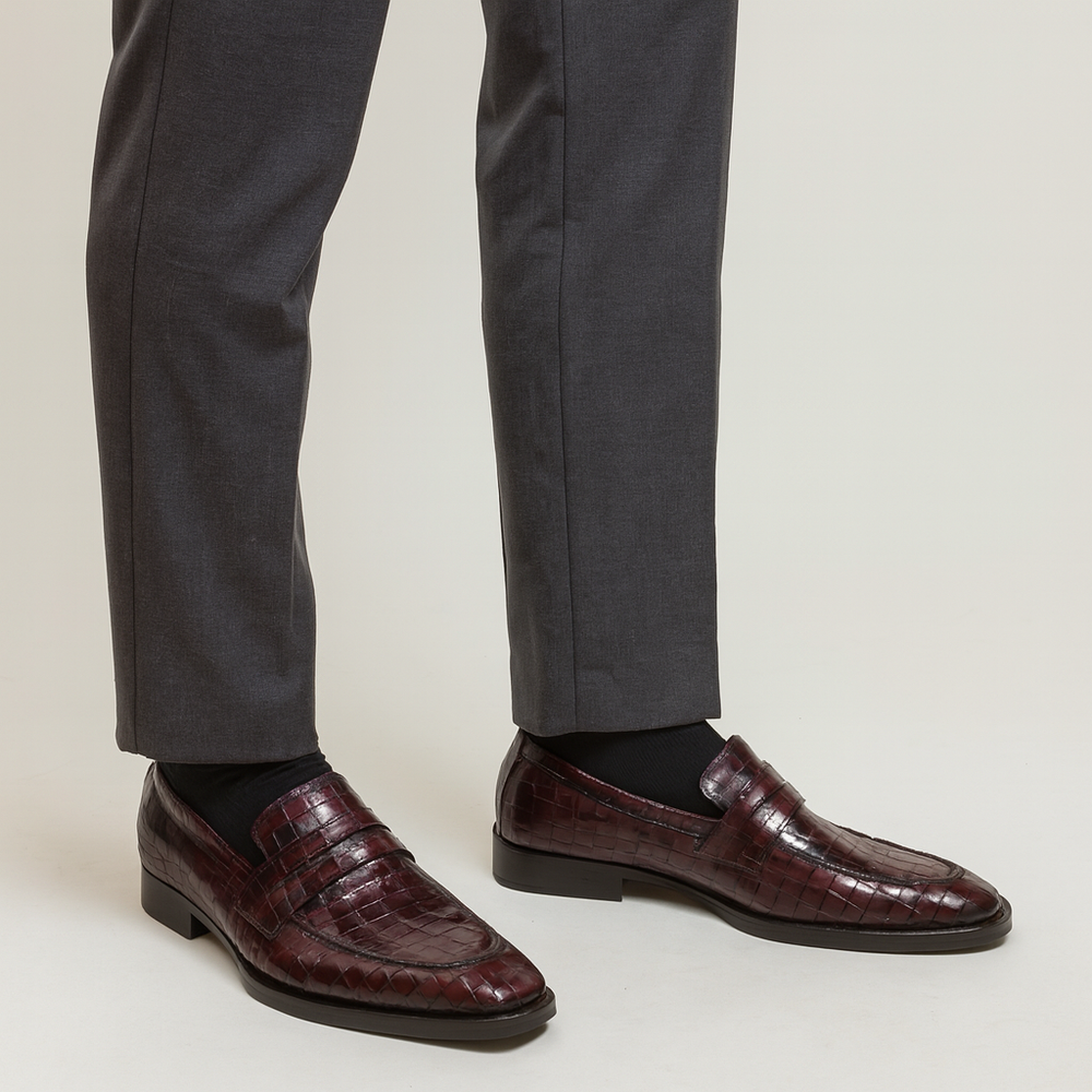 Luxury Croco Leather Stitched Loafer Shoe