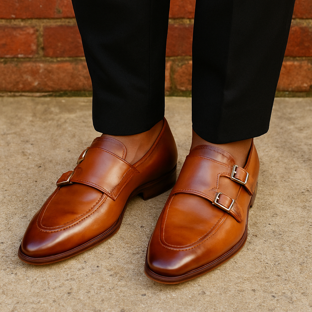 Luxury Double Strap Monk Shoe with Cord Stitch Detailing