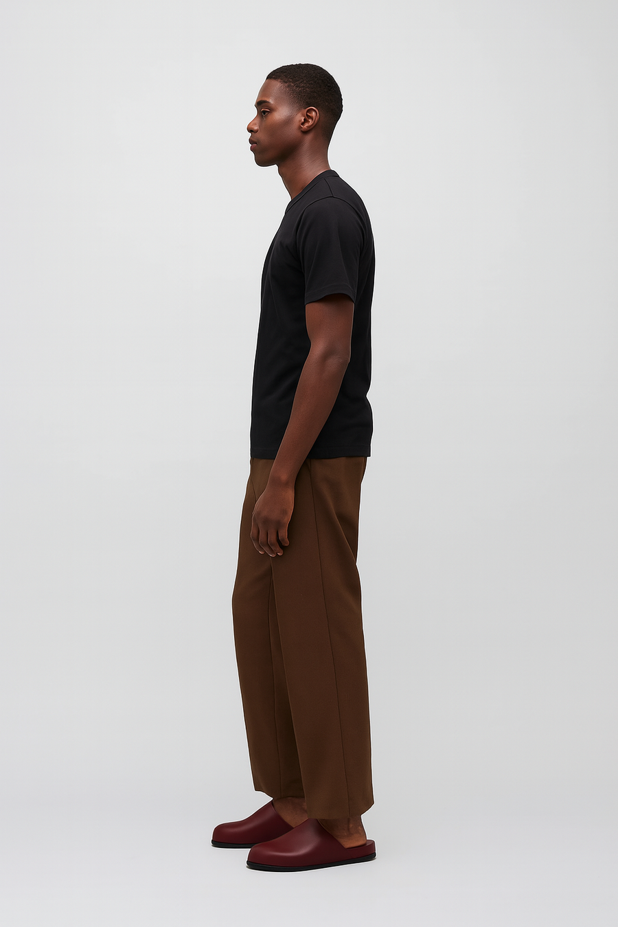 Black Leather Men Mule