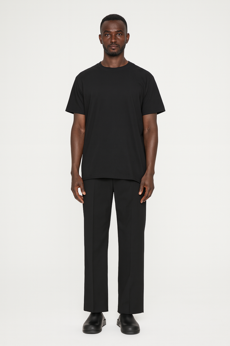 Black Leather Men Mule