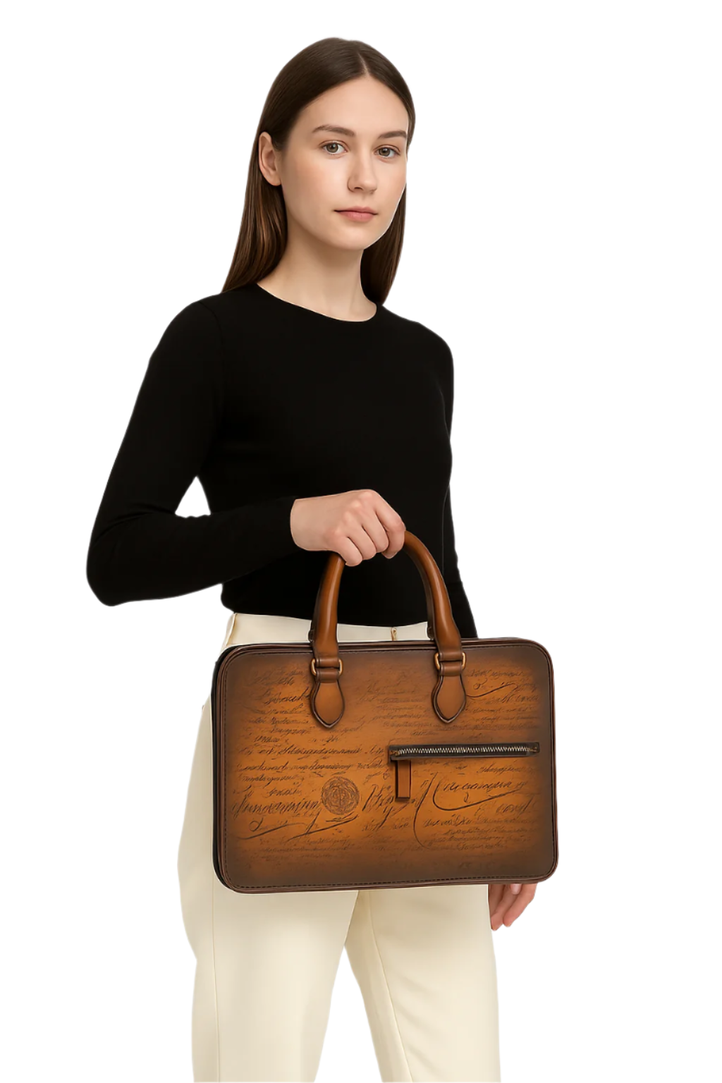 Men's Handcrafted Printed Leather Briefcase