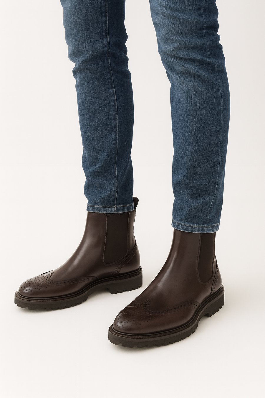 Wingtip High Ankle Boots