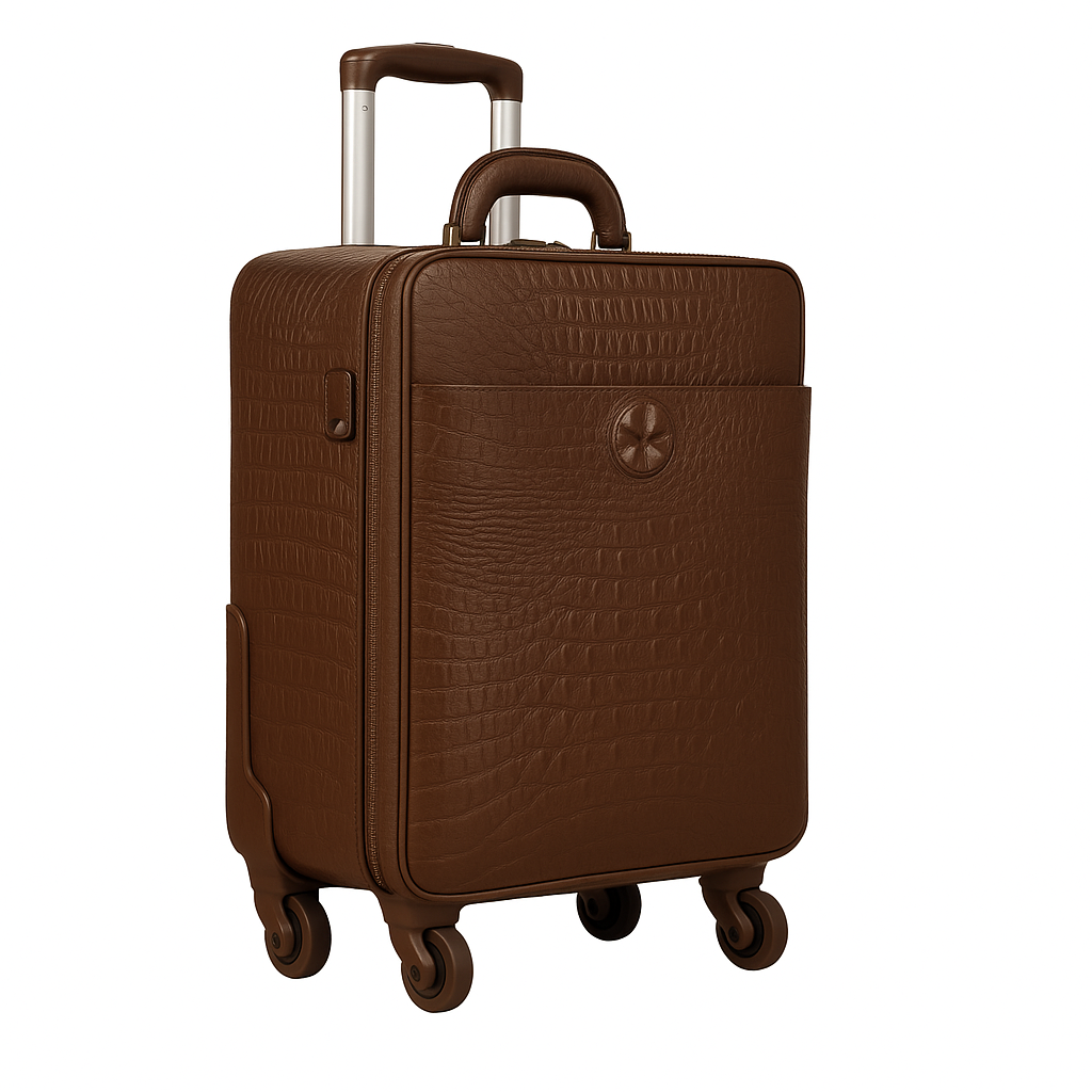 Premium Crocodile & Alligator Leather Black Trolley Travel Bag