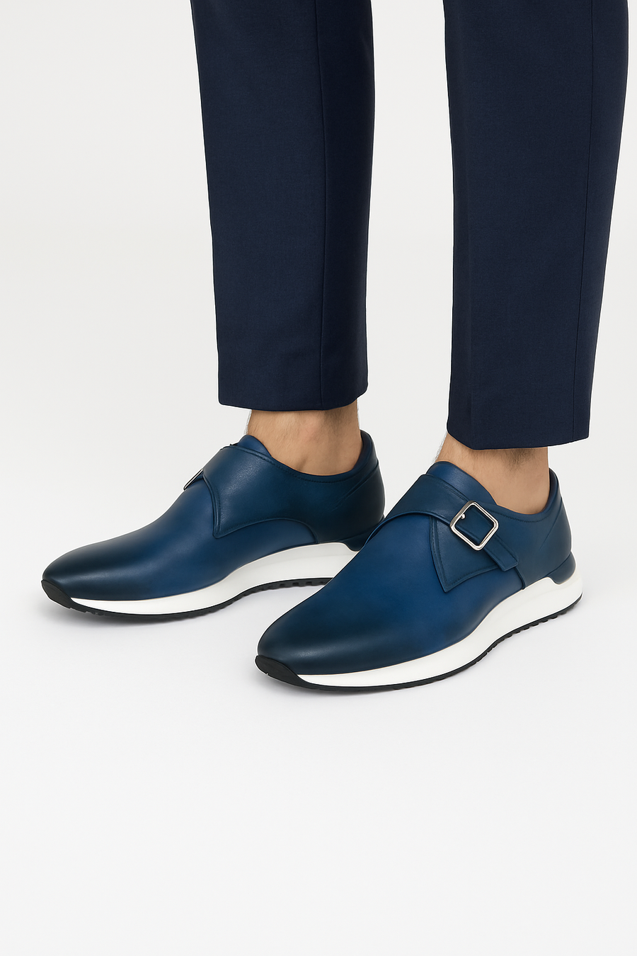 Blue Leather Men Loafer