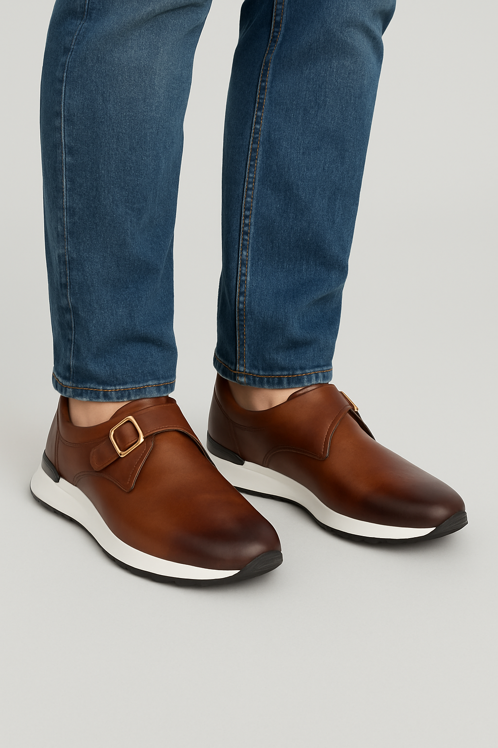 Blue Leather Men Loafer
