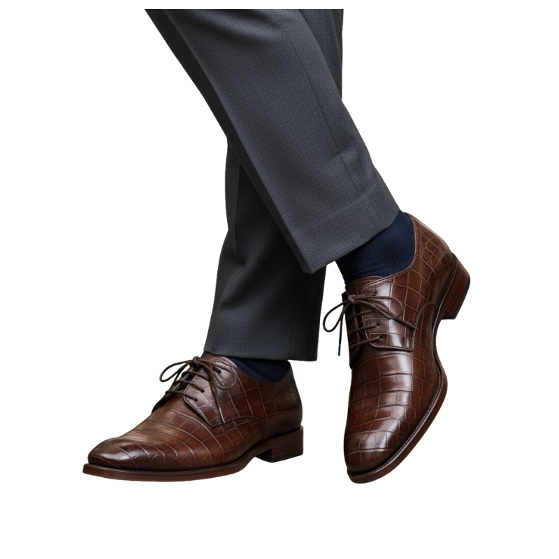 Imperial Croc Texture Italian Derby Shoes