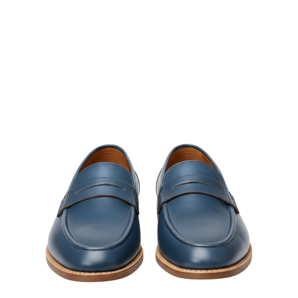 Classic Luxe Ocean Leather Penny Loafers