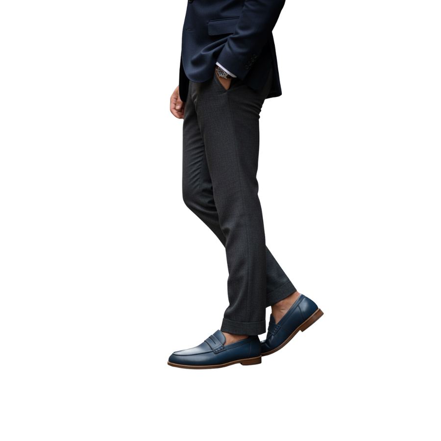 Classic Luxe Ocean Leather Penny Loafers
