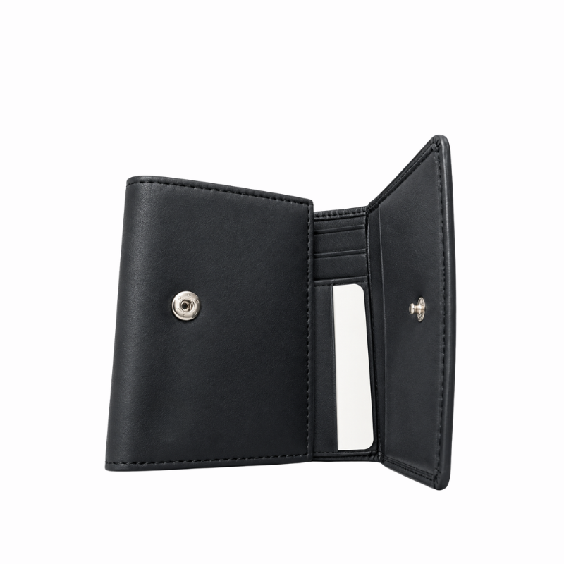 Classic Snap-Closure Leather Card Wallet