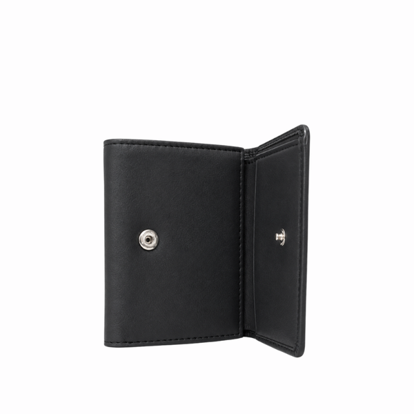 Classic Snap-Closure Leather Card Wallet