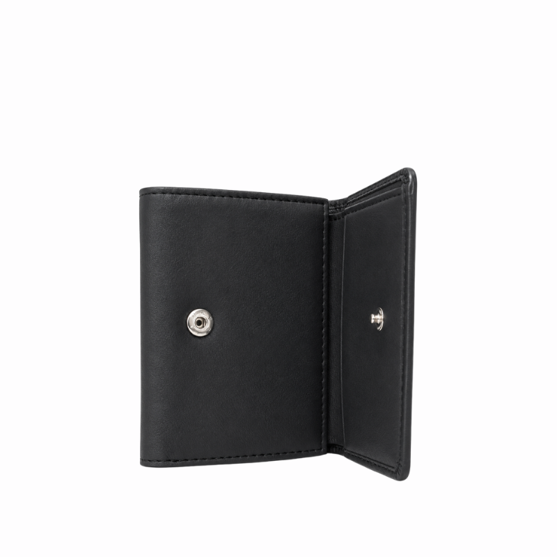 Classic Snap-Closure Leather Card Wallet