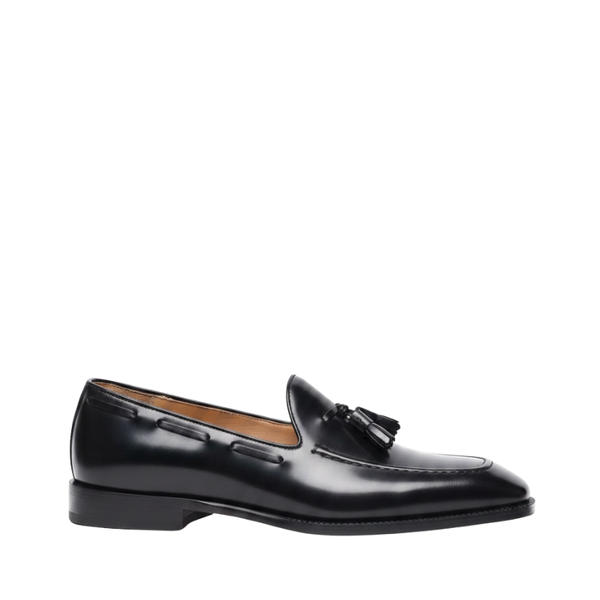 Classic Charm Tassel Leather Loafers - Black