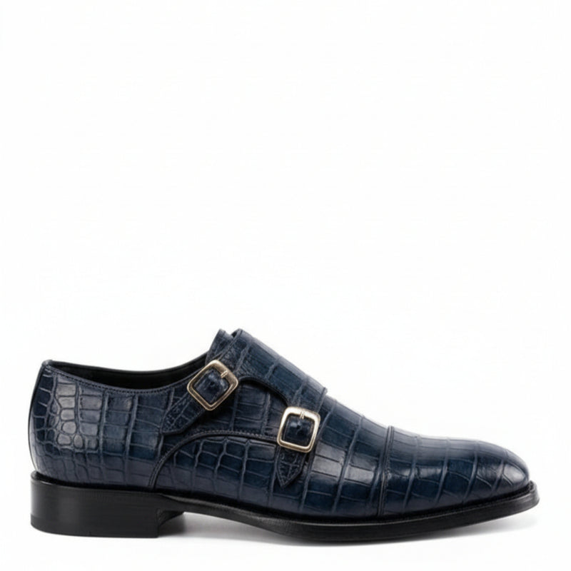 Classic Croco Luxe Double Monk Strap Shoes