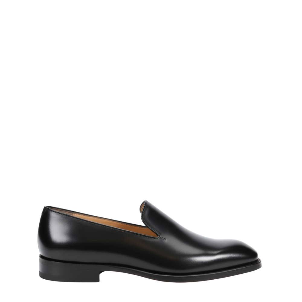 Classic Deep Glossy Leather Slip-On Loafers
