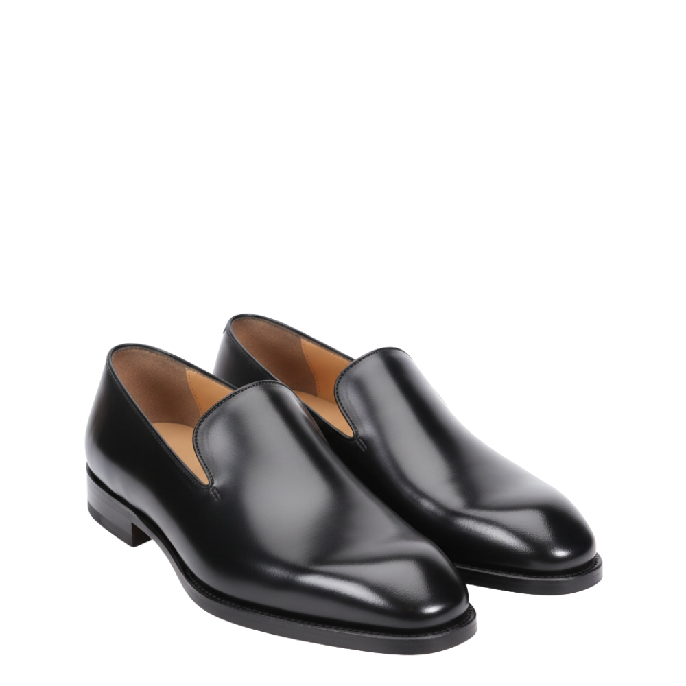 Classic Deep Glossy Leather Slip-On Loafers