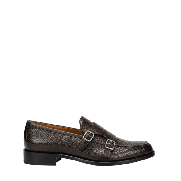 Classic Double Buckle Reptile Monk Strap Shoes