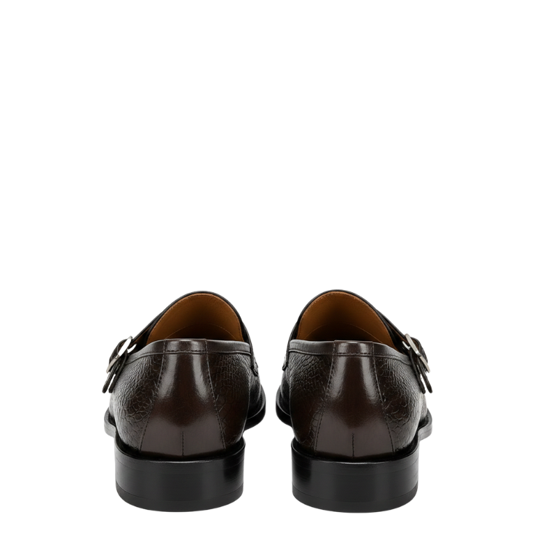 Classic Double Buckle Reptile Monk Strap Shoes