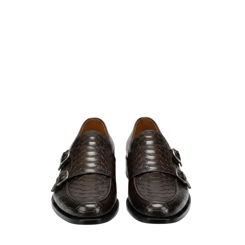 Classic Double Buckle Reptile Monk Strap Shoes