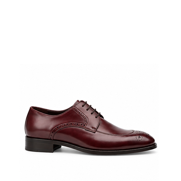 Classic Elegance Leather Brogue Oxford Shoes - Burgundy