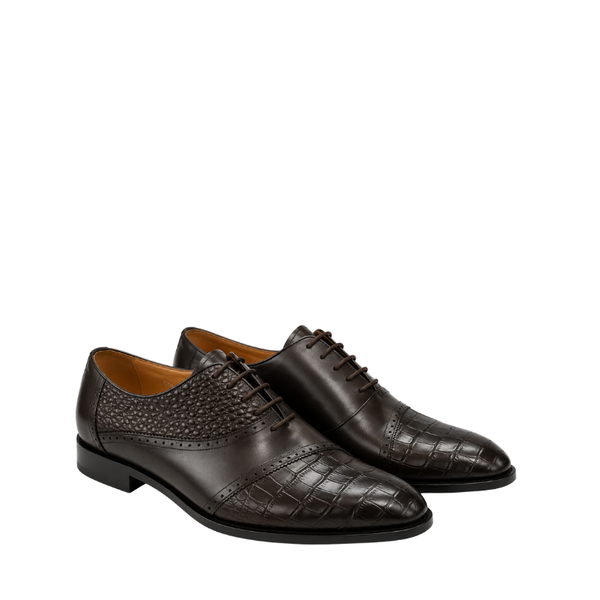 Classic Elegance Pebbled Crocodile Oxford Shoes