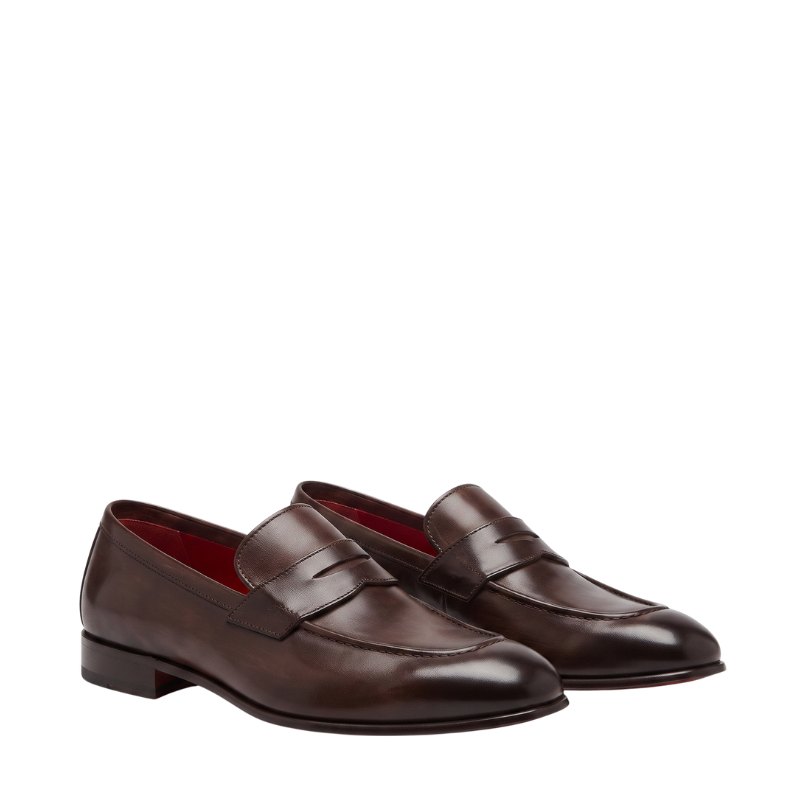 Classic Hand-Painted Leather Penny Loafers