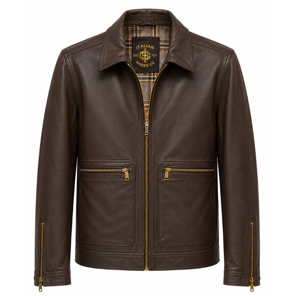 Classic Italian Craft Leather Zip Jacket