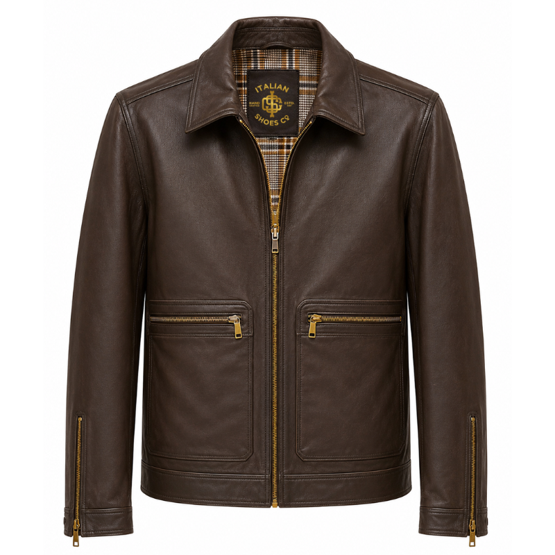 Classic Italian Craft Leather Zip Jacket