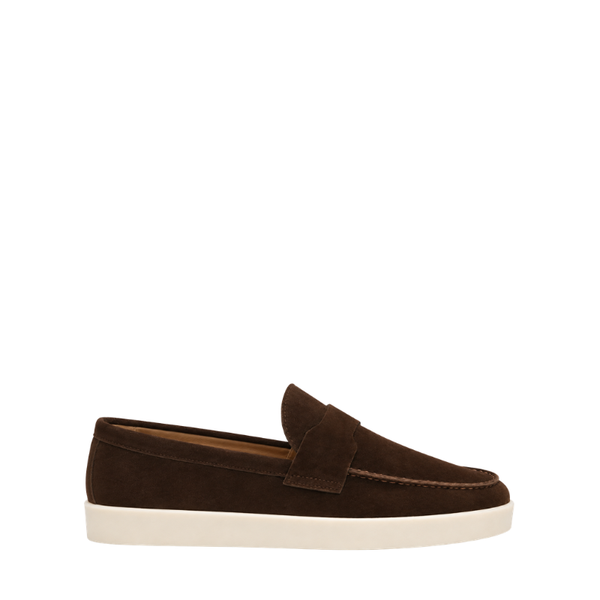 Classic Smooth Suede Craft Flat Sole Penny Loafer - Brown