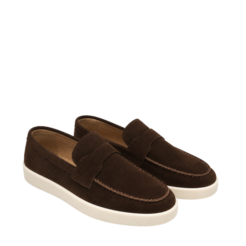 Classic Smooth Suede Craft Flat Sole Penny Loafer
