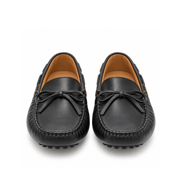 Classic Leather Bow-Tie Driving Loafers