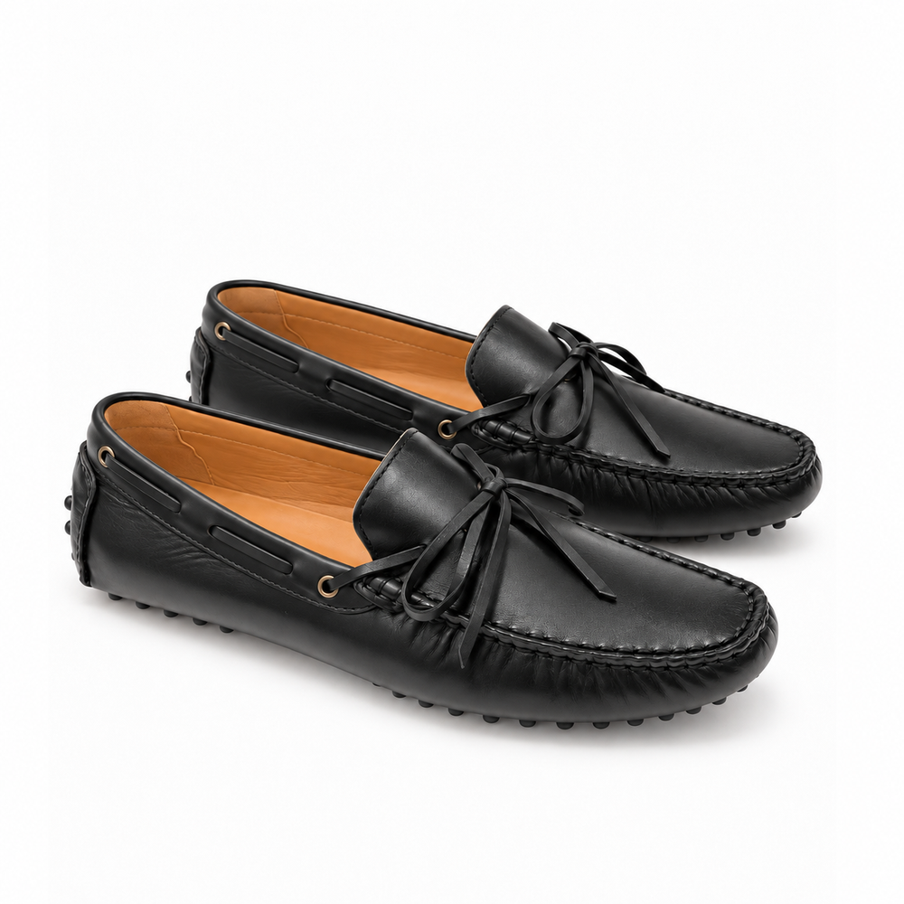 Classic Leather Bow-Tie Driving Loafers