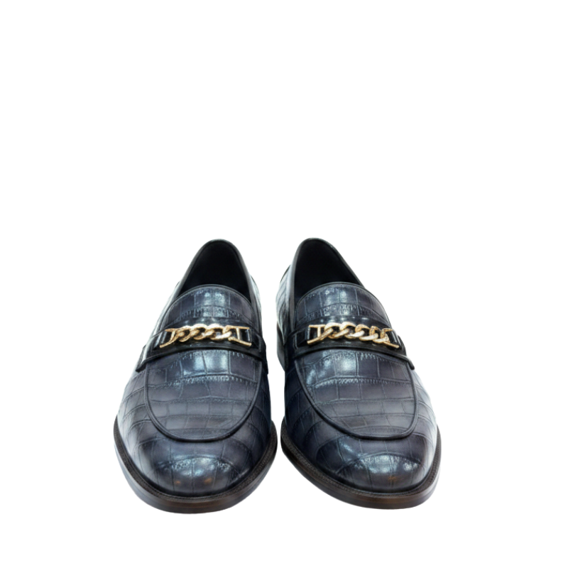 Classic Luxe Crocodile Chain Dress Loafers