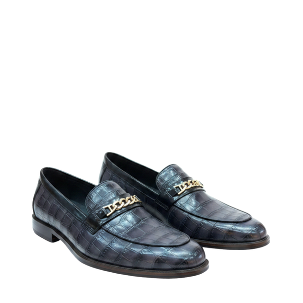 Classic Luxe Crocodile Chain Dress Loafers
