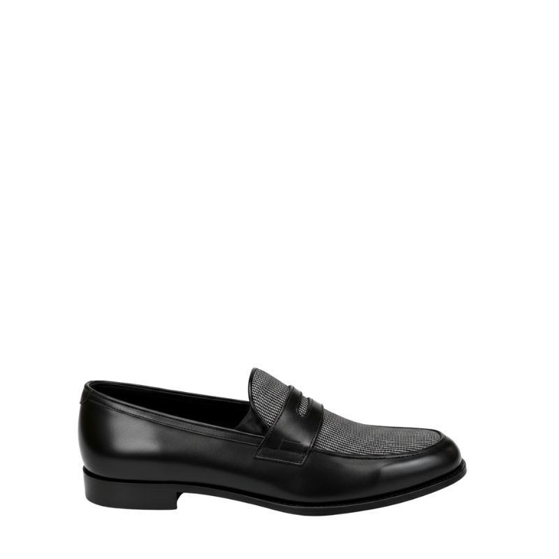 Classic Noir Contrast Penny Loafers