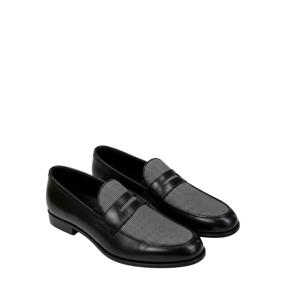 Classic Noir Contrast Penny Loafers