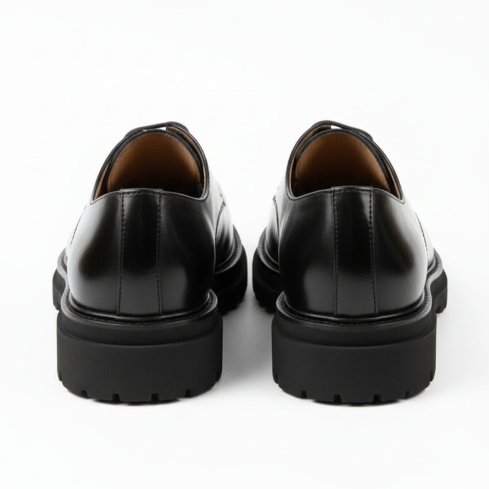 Classic Noir Leather Derby Shoes – Premium Lace-Up Formal & Smart Casual Shoes for Men