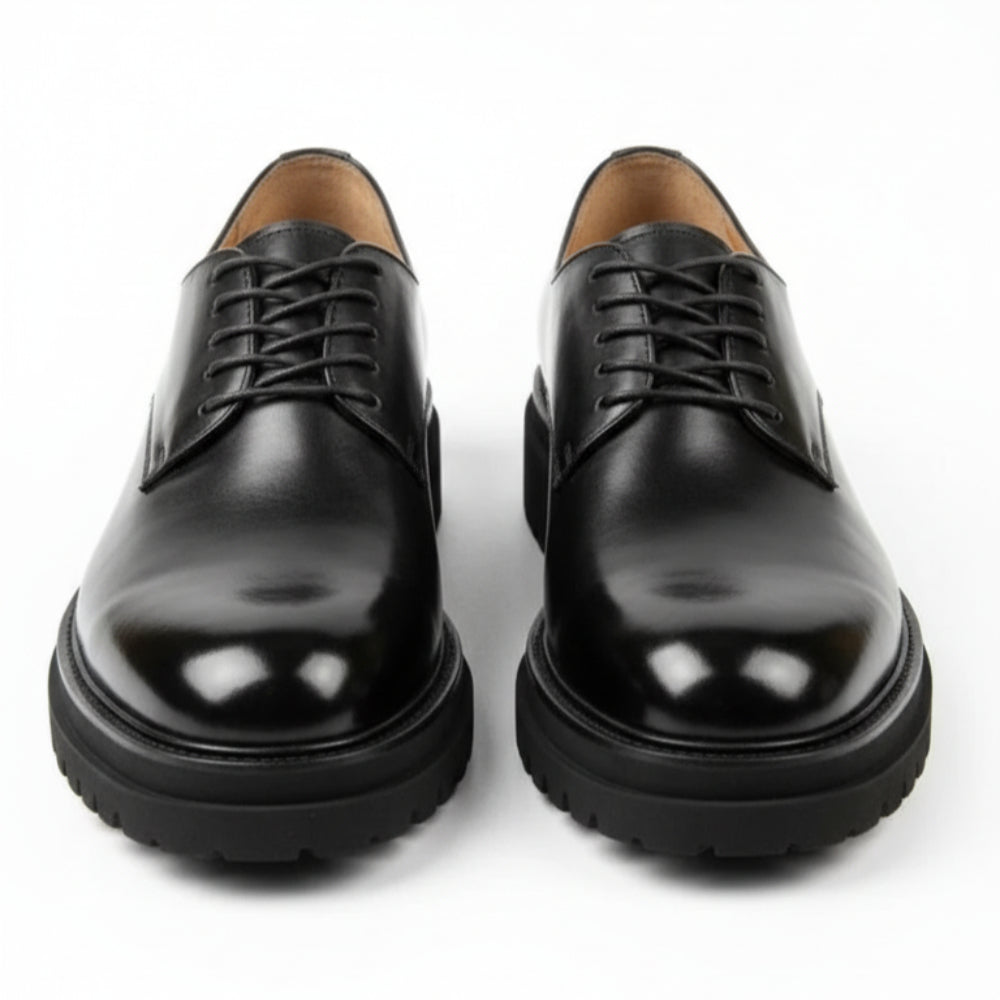 Classic Noir Leather Derby Shoes – Premium Lace-Up Formal & Smart Casual Shoes for Men