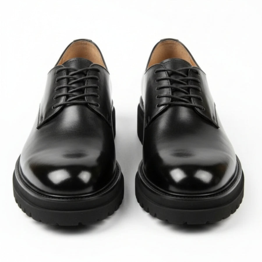 Classic Noir Leather Derby Shoes ?ÑÐ Premium Lace-Up Formal & Smart Casual Shoes for Men