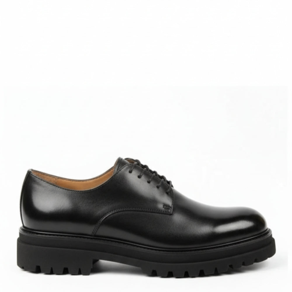 Classic Noir Leather Derby Shoes – Premium Lace-Up Formal & Smart Casual Shoes for Men