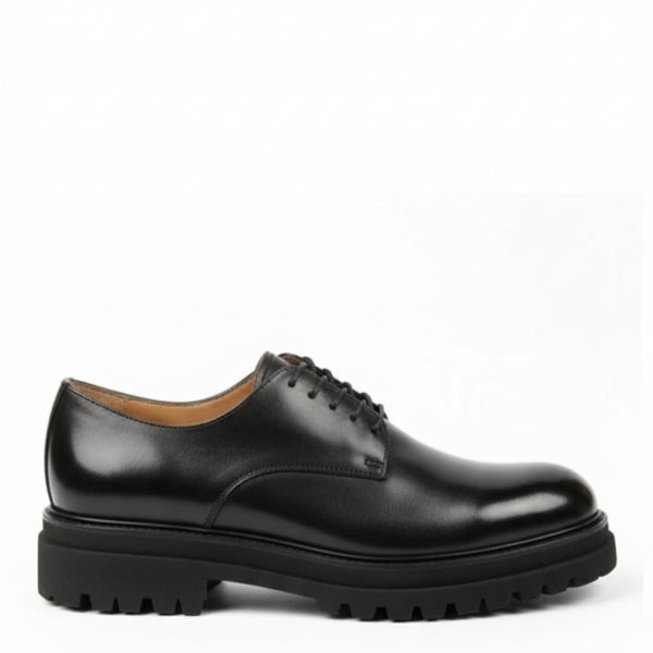 Classic Noir Leather Derby Shoes