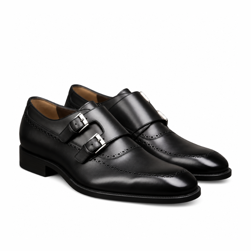 Classic Polished Leather Double Monk Shoes