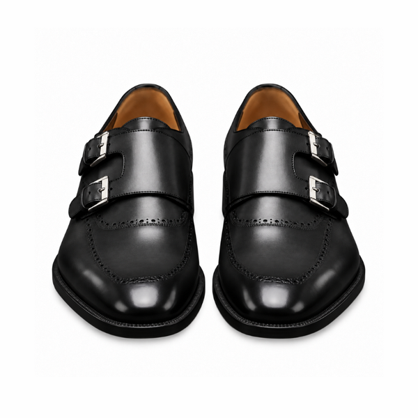 Classic Polished Leather Double Monk Shoes