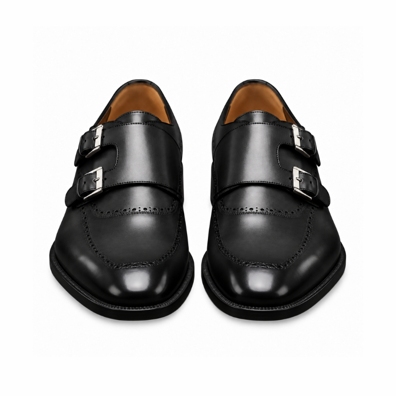 Classic Polished Leather Double Monk Shoes