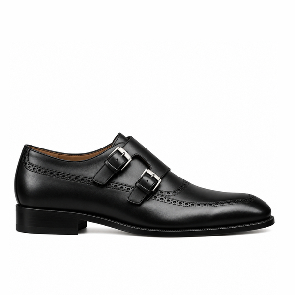 Classic Polished Leather Double Monk Shoes