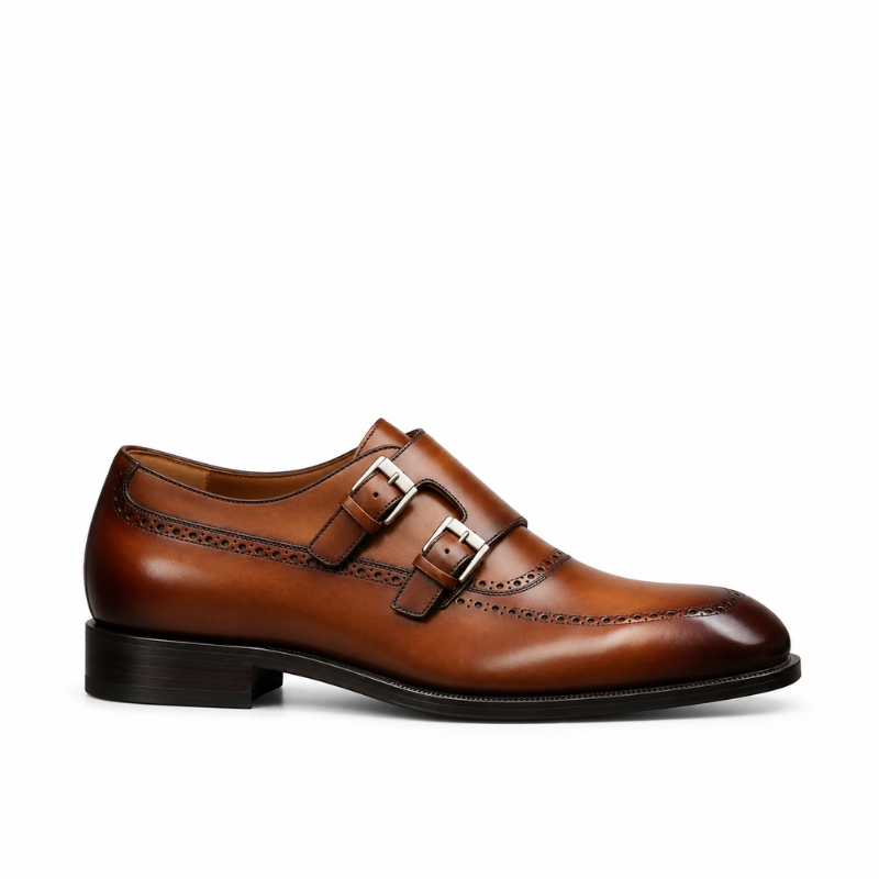 Classic Polished Leather Double Monk Shoes