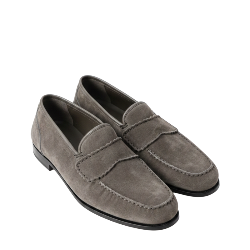 Classic Rounded Toe Suede Loafers with Artisanal Finish