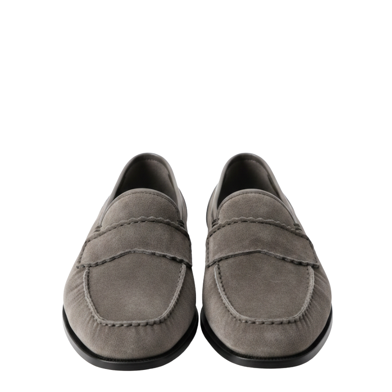 Classic Rounded Toe Suede Loafers with Artisanal Finish