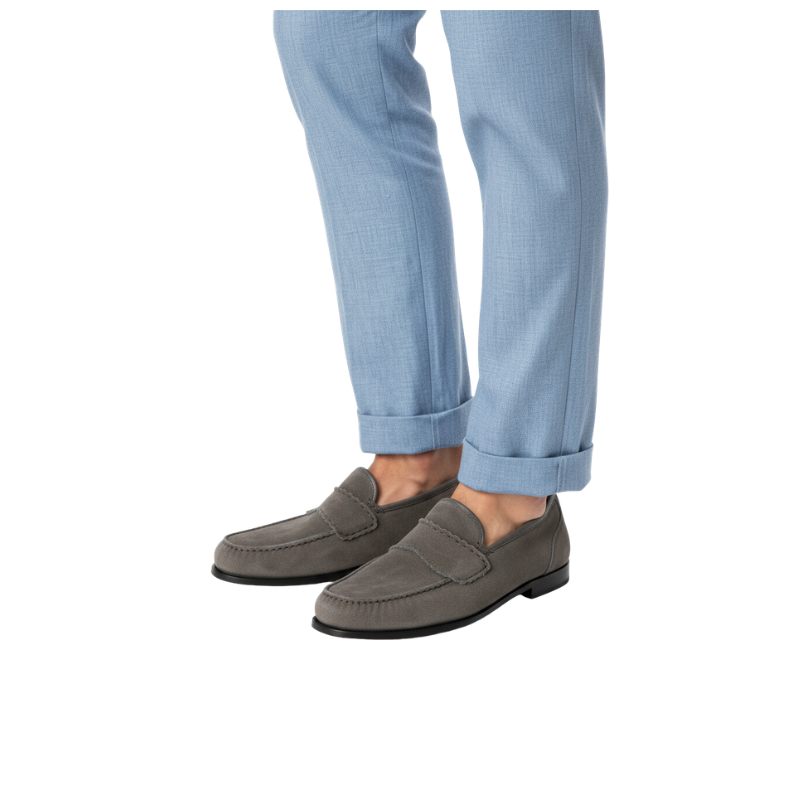 Classic Rounded Toe Suede Loafers with Artisanal Finish